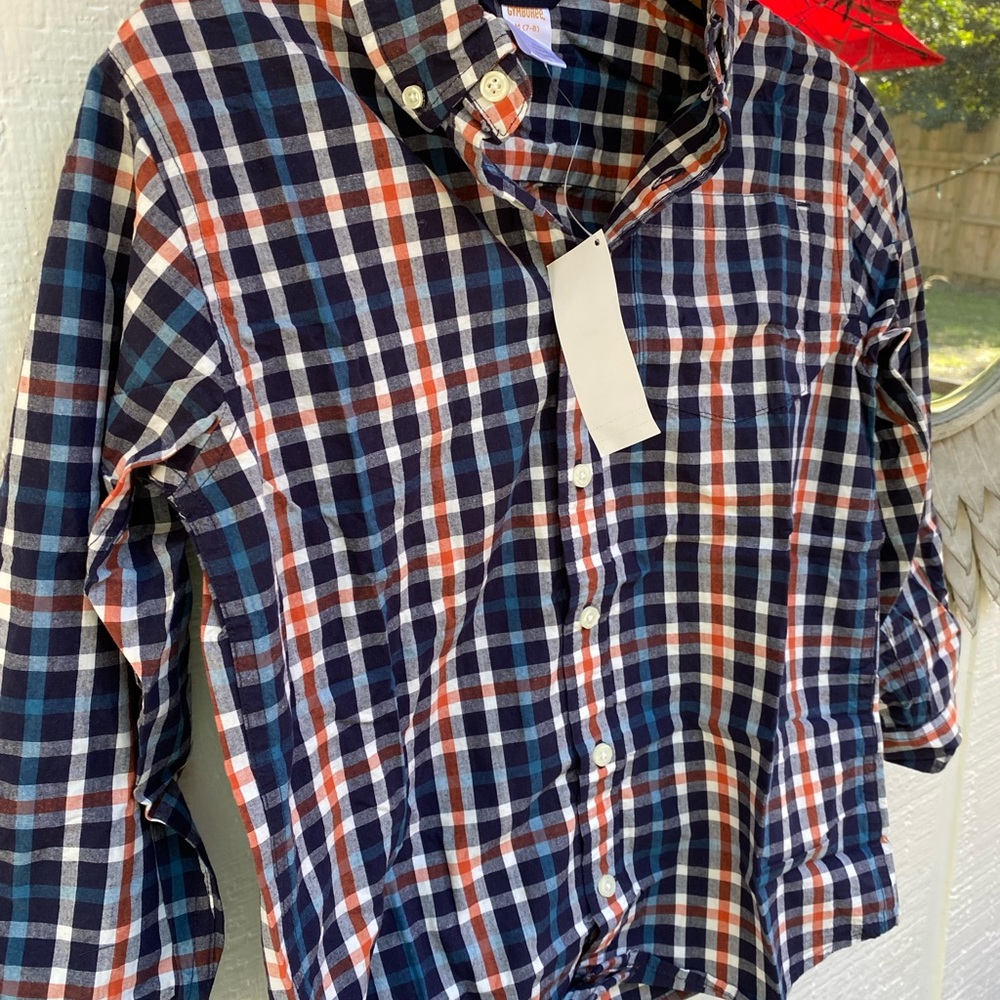 New nwt Gymboree boys button down dress shirt boys sz 7-8 cotton